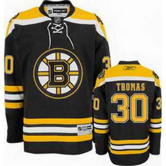 KIDS Boston Bruins 30 THOMAS Black Hockey Jerseys